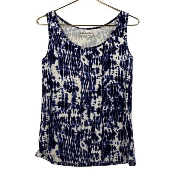 Eddie Bauer Blue and White Tie Dye Print Tank Size Medium - Picture 1 of 8